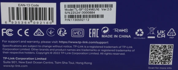 Коммутатор TP-Link TL-SF1024M (L2) 24x100Мбит/с неуправляемый