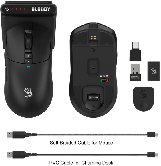 Мышь A4Tech Bloody R72 Ultra Duo черный оптическая 20000dpi беспров. USB/USB-C 7but