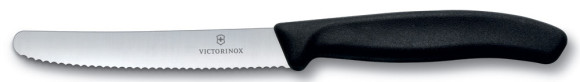 Нож кухонный Victorinox Swiss Classic (6.7833) стальной столовый лезв.110мм серрейт. заточка черный Нож кухонный Victorinox Swiss Classic (6.7833) стальной столовый лезв.110мм серрейт. заточка черный