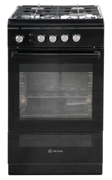 Плита Газовая De Luxe 506040.24г ЧР-001 черный (без крышки) реш.чугун