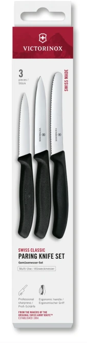 Набор ножей кухон. Victorinox Swiss Classic 6.7113.33 для овощей компл.:3предм. овощеч. черный европодвес Набор ножей кухон. Victorinox Swiss Classic 6.7113.33 для овощей компл.:3предм. овощеч. черный европодвес