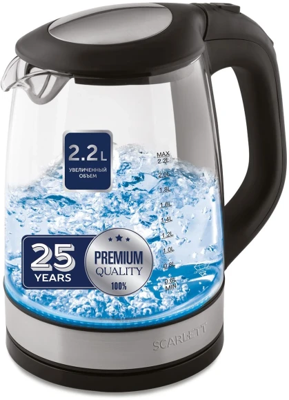 Чайник электрический Scarlett SC-EK27G19 2.2л. 2200Вт черный/серебристый корпус: стекло/металл (EK27G19) Чайник электрический Scarlett SC-EK27G19 2.2л. 2200Вт черный/серебристый корпус: стекло/металл (EK27G19)