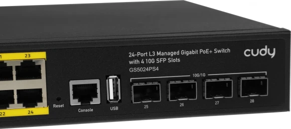 Коммутатор Cudy GS5024PS4-400W (L3) 24x1Гбит/с 4SFP+ 24PoE+ 400W управляемый