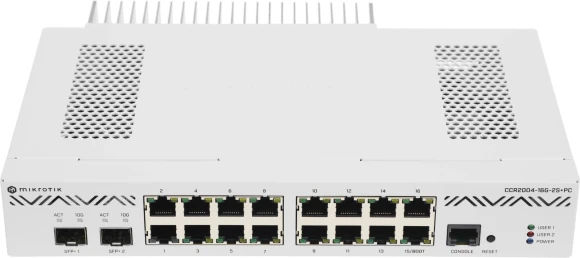Маршрутизатор MikroTik CCR2004-16G-2S+PC 10/100/1000BASE-TX/SFP/SFP+ белый Маршрутизатор MikroTik CCR2004-16G-2S+PC 10/100/1000BASE-TX/SFP/SFP+ белый
