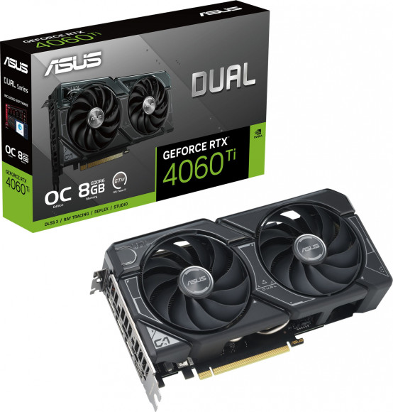 Видеокарта Asus PCI-E 4.0 DUAL-RTX4060TI-O8G NVIDIA GeForce RTX 4060TI 8Gb 128bit GDDR6 2520/18000 HDMIx1 DPx3 HDCP Ret