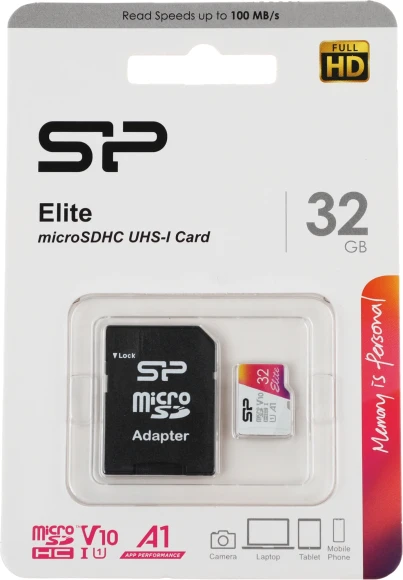Флеш карта microSDHC 32GB Silicon Power SP032GBSTHBV1V20SP Elite + adapter Флеш карта microSDHC 32GB Silicon Power SP032GBSTHBV1V20SP Elite + adapter