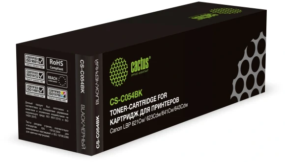Картридж лазерный Cactus CS-C054BK 054 BK черный (1500стр.) для Canon LBP 621Cw/ 623Cdw/641Cw/643Cdw