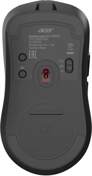 Мышь Acer Nitro OMR402 черный оптическая 26000dpi беспров. BT/Radio USB 5but (ZL.MCECC.05E)