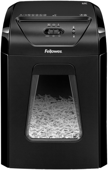 Шредер Fellowes PowerShred 12C (секр.P-4) фрагменты 12лист. 18лтр. скобы пл.карты Шредер Fellowes PowerShred 12C (секр.P-4) фрагменты 12лист. 18лтр. скобы пл.карты