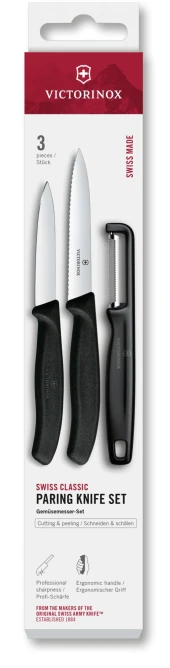 Набор ножей кухон. Victorinox Swiss Classic 6.7111.33C1 для овощей компл.:3предм. овощеч. красный европодвес Набор ножей кухон. Victorinox Swiss Classic 6.7111.33C1 для овощей компл.:3предм. овощеч. красный европодвес