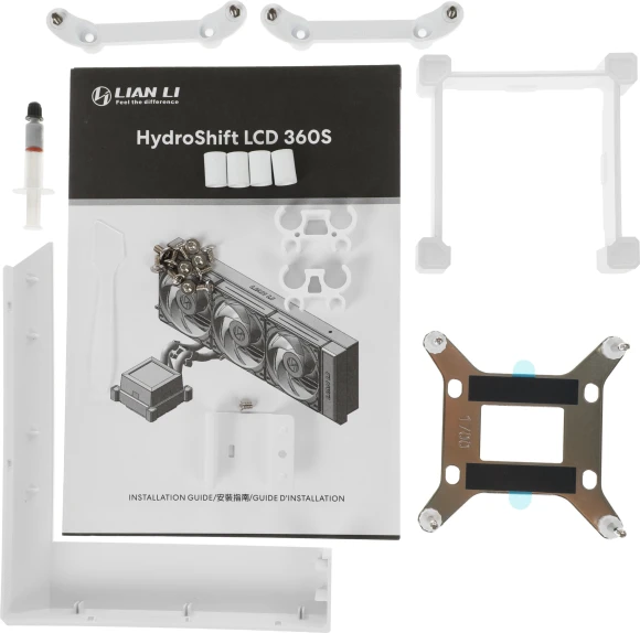 Система водяного охлаждения Lian-Li HydroShift LCD 360S Soc-AM5/AM4/1700/1851 белый 4-pin 29.8dB Al+Cu LCD 330W Ret (G89.GHSLCD36SW.R0)