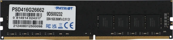 Память DDR4 16GB 2666MHz Patriot PSD416G26662 Signature RTL PC4-21300 CL19 DIMM 288-pin 1.2В single rank Ret Память DDR4 16GB 2666MHz Patriot PSD416G26662 Signature RTL PC4-21300 CL19 DIMM 288-pin 1.2В single rank Ret