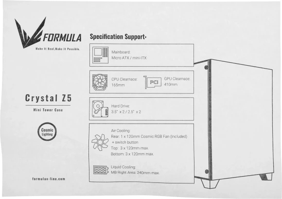Корпус Formula Crystal Z5 TG белый без БП mATX 11x120mm 2xUSB2.0 1xUSB3.0 audio bott PSU Корпус Formula Crystal Z5 TG белый без БП mATX 11x120mm 2xUSB2.0 1xUSB3.0 audio bott PSU