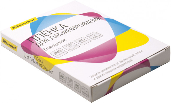 Пленка для ламинирования Silwerhof 80мкм A6 (100шт) глянцевая 111x154мм