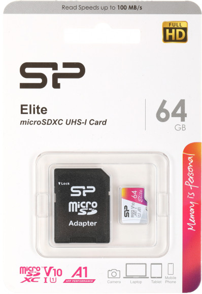 Флеш карта microSDXC 64GB Silicon Power SP064GBSTXBV1V20SP Elite + adapter Флеш карта microSDXC 64GB Silicon Power SP064GBSTXBV1V20SP Elite + adapter
