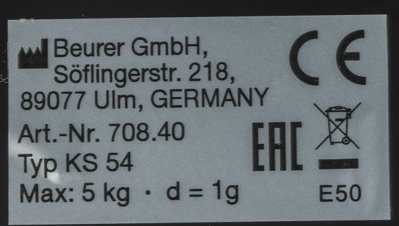 Весы кухонные электронные Beurer KS54 макс.вес:5кг серебристый