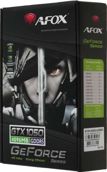 Видеокарта Afox PCI-E 3.0 AF1050-4096D5L4 NVIDIA GeForce GTX 1050 4Gb 128bit GDDR5 1354/7000 HDMIx1 DPx1 HDCP Ret Видеокарта Afox PCI-E 3.0 AF1050-4096D5L4 NVIDIA GeForce GTX 1050 4Gb 128bit GDDR5 1354/7000 HDMIx1 DPx1 HDCP Ret