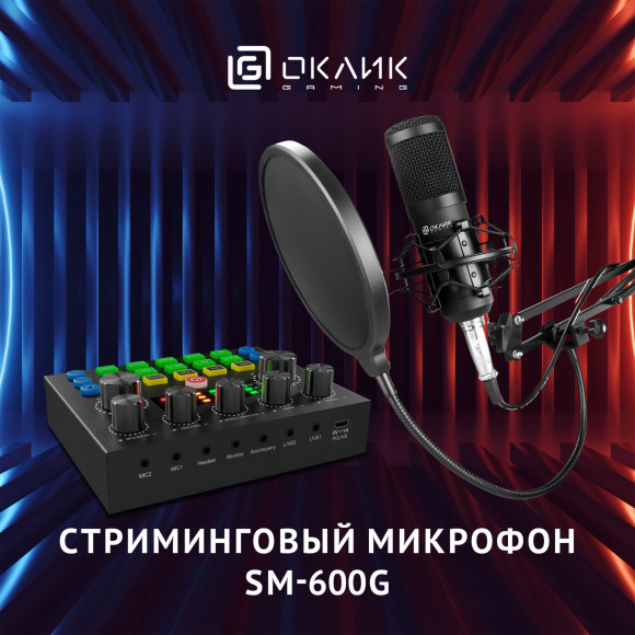 Микрофон проводной Оклик SM-600G 2.5м черный Микрофон проводной Оклик SM-600G 2.5м черный