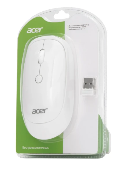 Мышь Acer OMR138 белый оптическая 1600dpi беспров. USB 3but (ZL.MCEEE.01L)