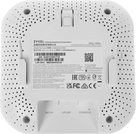 Точка доступа Zyxel NebulaFlex NWA50AX Pro (NWA50AXPRO-EU0102F) AX3000 10/100/1000/2500BASE-T белый