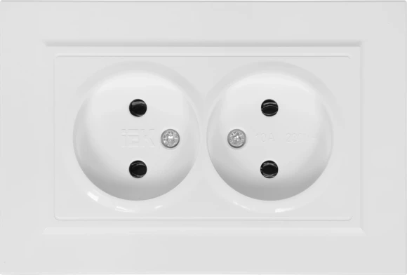 Розетка силов. IEK Brite РС12-2-БрБ BR-R20-10-K01-F 2розет. двойн. скрыт. IP20 белый (упак.:1шт)
