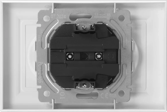 Розетка силов. IEK Brite РС12-2-БрБ BR-R20-10-K01-F 2розет. двойн. скрыт. IP20 белый (упак.:1шт)