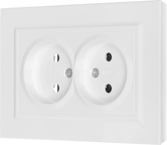 Розетка силов. IEK Brite РС12-2-БрБ BR-R20-10-K01-F 2розет. двойн. скрыт. IP20 белый (упак.:1шт)