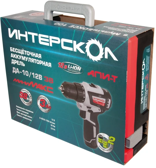 Дрель-шуруповерт Интерскол ДА-10/12В 38 аккум. патрон:быстрозажимной (кейс в комплекте) (757.3.2.46)