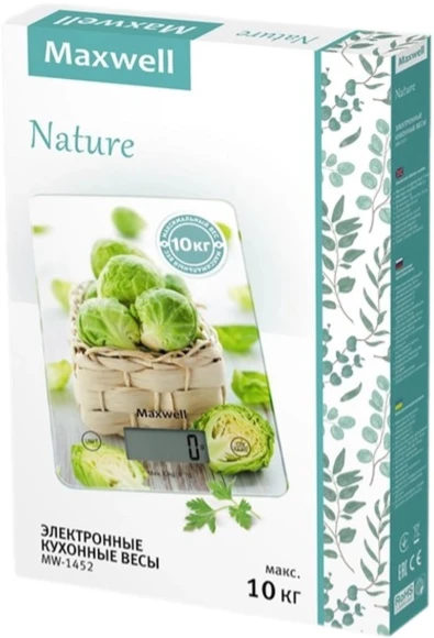 Весы кухонные электронные Maxwell Nature MW-1452 макс.вес:5кг рисунок Весы кухонные электронные Maxwell Nature MW-1452 макс.вес:5кг рисунок