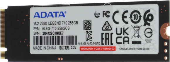 Накопитель SSD A-Data PCIe 3.0 x4 256GB ALEG-710-256GCS Legend 710 M.2 2280 Накопитель SSD A-Data PCIe 3.0 x4 256GB ALEG-710-256GCS Legend 710 M.2 2280