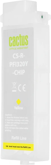 Картридж перезаправляемый струйный Cactus CS-R-PFI320Y-CHIP PFI-320Y желтый (260мл) для Canon imagePrograf TM-200/200MFP/205/300/300MFP/305/250/255/350/355 с чипом