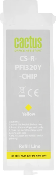 Картридж перезаправляемый струйный Cactus CS-R-PFI320Y-CHIP PFI-320Y желтый (260мл) для Canon imagePrograf TM-200/200MFP/205/300/300MFP/305/250/255/350/355 с чипом