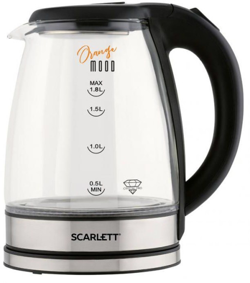 Чайник электрический Scarlett SC-EK27G36 1.8л. 1800Вт черный/серебристый корпус: стекло/пластик