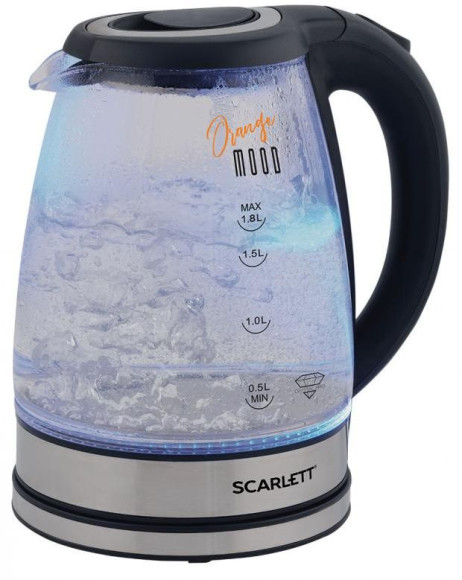 Чайник электрический Scarlett SC-EK27G36 1.8л. 1800Вт черный/серебристый корпус: стекло/пластик