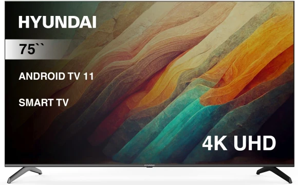 Телевизор LED Hyundai 75" H-LED75BU7006 Android TV Frameless черный 4K Ultra HD 60Hz DVB-T DVB-T2 DVB-C DVB-S DVB-S2 USB WiFi Smart TV