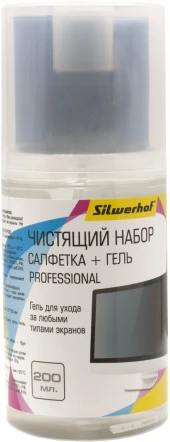 Чистящий набор (салфетка + гель) Silwerhof для экранов и оптики 200мл