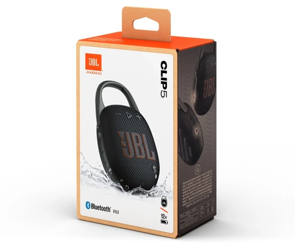 Колонка порт. JBL Clip 5 черный 7W Mono BT 10м 1400mAh Колонка порт. JBL Clip 5 черный 7W Mono BT 10м 1400mAh