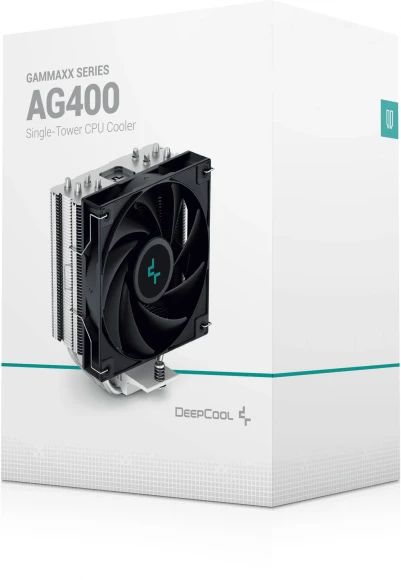Устройство охлаждения(кулер) Deepcool AG400 Soc-AM5/AM4/1200/1700/1851 серебристый/черный 4-pin 18-31.6dB Al+Cu 220W 614gr Ret (R-AG400-BKNNMN-G-1)