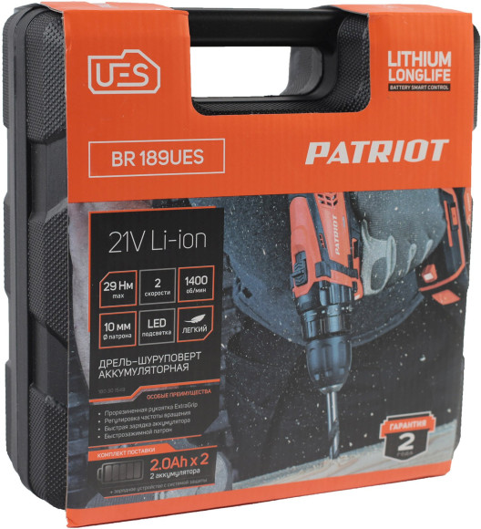 Дрель-шуруповерт Patriot BR 189UES аккум. патрон:быстрозажимной (180301549)