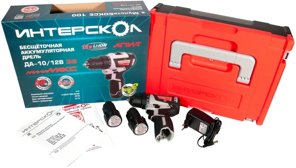 Дрель-шуруповерт Интерскол ДА-10/12В 38 аккум. патрон:быстрозажимной (кейс в комплекте) (757.2.2.46)