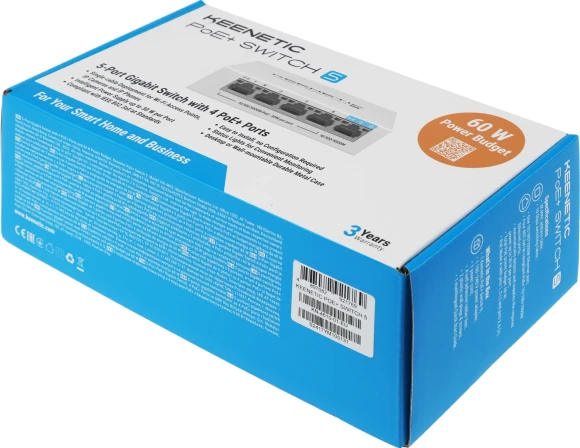 Коммутатор Keenetic KN-4610 (L2) 5x1Гбит/с 4PoE+ 60W неуправляемый Коммутатор Keenetic KN-4610 (L2) 5x1Гбит/с 4PoE+ 60W неуправляемый