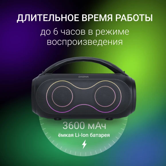 Колонка порт. Digma D-PS1532 черный 60W 2.0 BT 10м 3600mAh (PS1532B) Колонка порт. Digma D-PS1532 черный 60W 2.0 BT 10м 3600mAh (PS1532B)