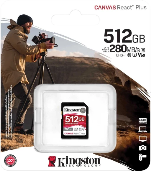 Флеш карта SDXC 512GB Kingston SDR2V6/512GB Canvas React Plus w/o adapter Флеш карта SDXC 512GB Kingston SDR2V6/512GB Canvas React Plus w/o adapter