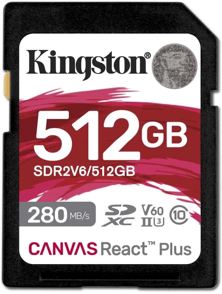 Флеш карта SDXC 512GB Kingston SDR2V6/512GB Canvas React Plus w/o adapter Флеш карта SDXC 512GB Kingston SDR2V6/512GB Canvas React Plus w/o adapter