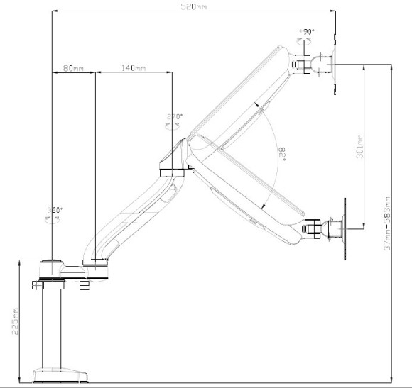 Кронштейн для мониторов ЖК Buro M10 черный 17"-27" макс.9кг крепление к столешнице поворот и наклон Кронштейн для мониторов ЖК Buro M10 черный 17"-27" макс.9кг крепление к столешнице поворот и наклон