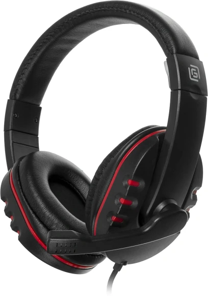 Наушники с микрофоном Оклик HS-L380G ABADDON черный/красный 1.8м мониторные оголовье (1100404)