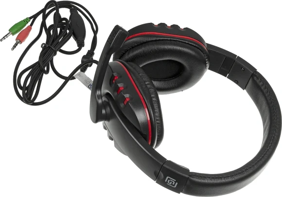 Наушники с микрофоном Оклик HS-L380G ABADDON черный/красный 1.8м мониторные оголовье (1100404)