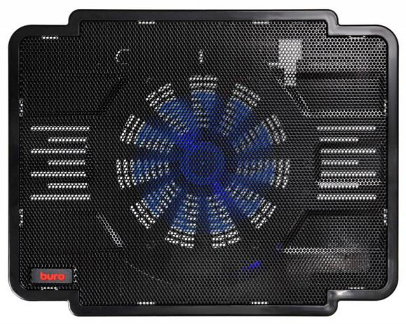 Подставка для ноутбука Buro BU-LCP140-B114 14"335x265x23мм 1xUSB 1x 140ммFAN металлическая сетка/пластик черный