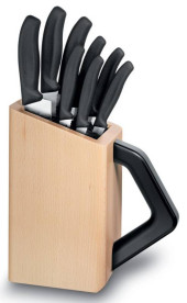 Набор ножей кухон. Victorinox Swiss Classic Cutlery Block (6.7173.8) компл.:8предм. с подставкой черный подар.коробка Набор ножей кухон. Victorinox Swiss Classic Cutlery Block (6.7173.8) компл.:8предм. с подставкой черный подар.коробка