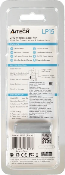 Презентер A4Tech Fstyler LP15 Radio USB (15м) черный Презентер A4Tech Fstyler LP15 Radio USB (15м) черный